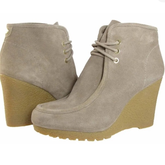 Michael kors beige brown suede leather lace wedges size 10 - Picture 1 of 12